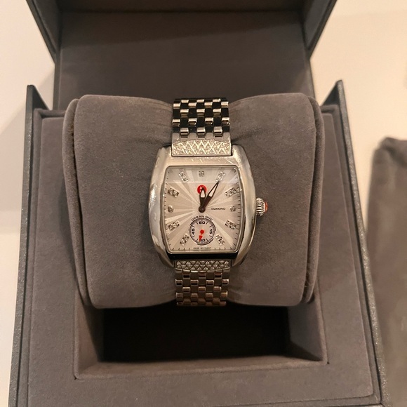 Michele Silver Urban Mini Watch Diamond band